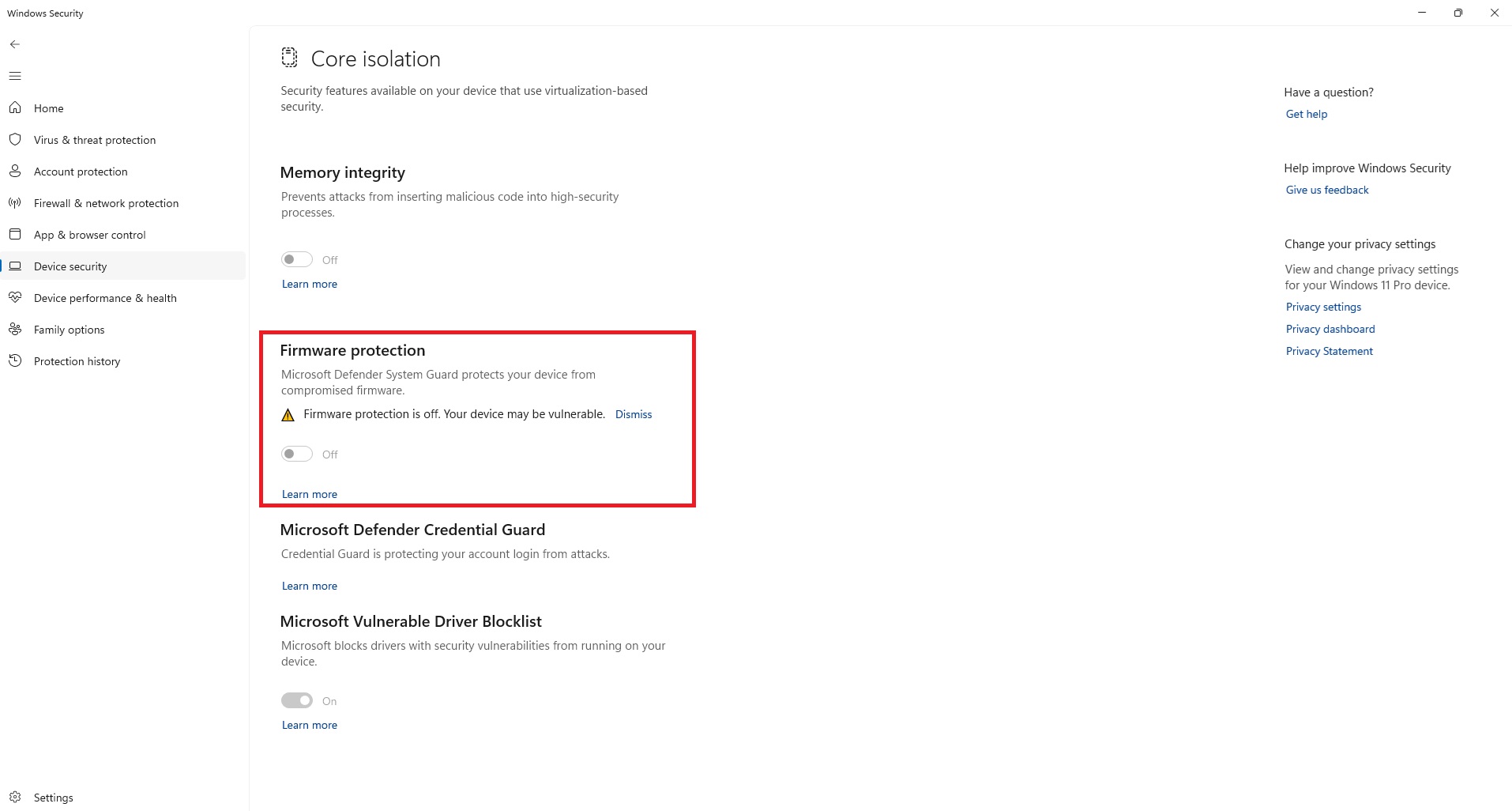 Turn off firmware protection
